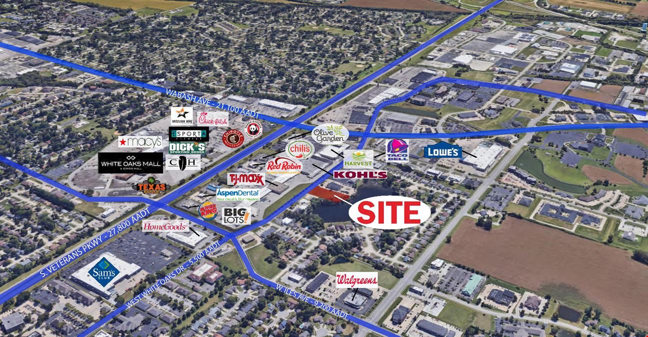 PADREADY SITE NEAR WHITE OAKS MALL FOR SALE 2901 W White Oaks Dr, Springfield, IL